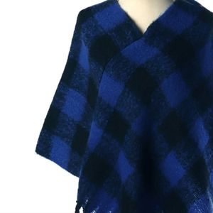 Blue Buffalo Plaid Poncho